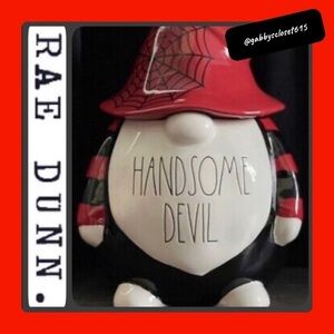 💋 New RAE DUNN Handsome Devil Gnome Sugar Canister, Food Storage, Hot Red